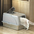 1pc Booteely Stainless Steel Enclosed Cat Litter Box, Detachable - petazaustralia