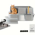 Stainless Steel Cat Litter Box with Open Corner Design, Includes Scoop And Pedal for Easy Cleaning - petazaustralia